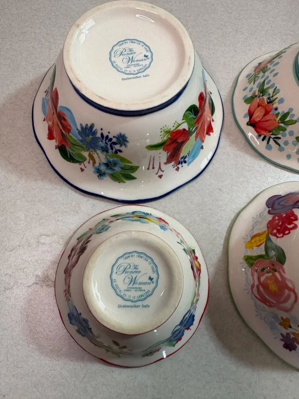 Pioneer Woman Ceramic Nesting Measuring Prep Bowls Cups 4 piece Floral